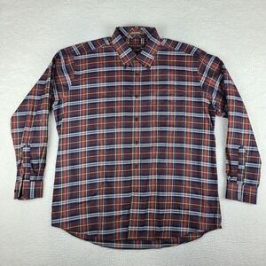 Forsyth Of Canada Shirt Mens XL Brown Blue‎ Red Plaid Non Iron Dress Button Down